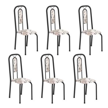 Imagem de Cadeiras para Sala de Jantar 6 Unidades Lívia Arabesco / Preto