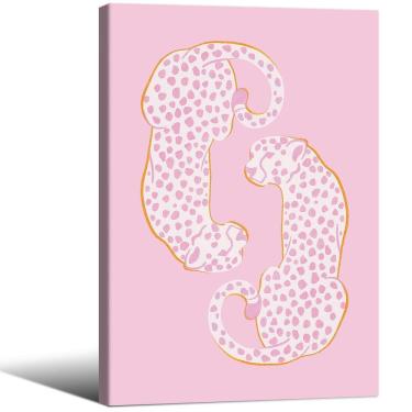 Imagem de Pôster Lmuwecno Pink Cheetah Leopard 40x60cm em tela emoldurada