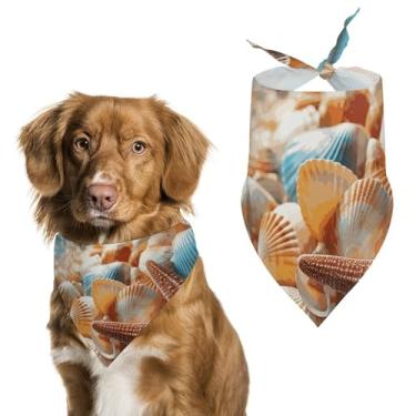 Imagem de Cachecol triângulo de poliéster estampado Sea Shells and Starfish – Tamanho único (70 x 30 cm)