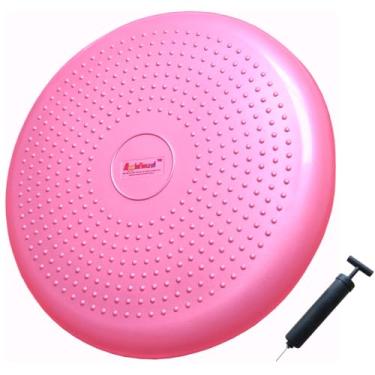 Imagem de Almofada oscilante AppleRound Air Stability com bomba, 34 cm de diâmetro, disco de equilíbrio, assento sensorial, rosa