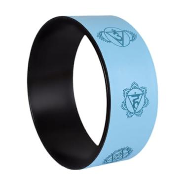 Imagem de KiBcsLic Roda de ioga para exercícios de flexão para trás, rolo de 12,2 polegadas, massagem antiderrapante, anel de pilates, roda de alongamento para flexões, Azul