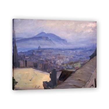 Imagem de Vista de Edimburgo do Castelo John Lavery Classic Realist Portrait & War Scene Canvas Art – Decoração de parede de arte irlandesa para casa emoldurada 30 x 36 cm