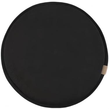 Imagem de Xylarnoveth Almofadas de cadeira redondas de 30 cm com laços – Almofada de assento de tecido preto semelhante a linho para cadeiras de jantar, espuma de 3 cm de espessura, design de fivela