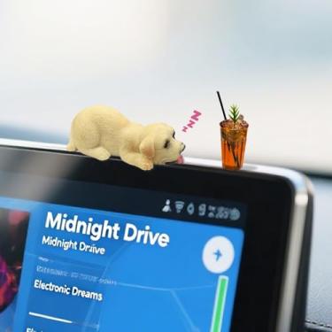 Imagem de Decorações de painel de carro americano cuspindo cachorrinho e gelo, enfeites de espelho retrovisor de animais fofos, decoração de interiores automotivos para mulheres e homens