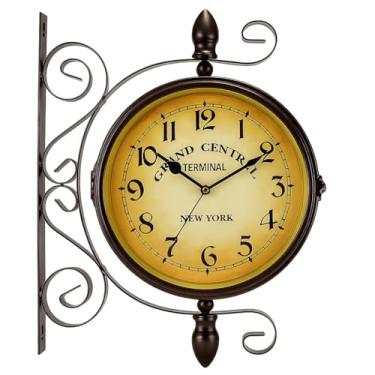 Imagem de RELOGIO DUPLA FACE DE PAREDE VINTAGE ESTACAO FERROVIARIA TERMINAL DECORATIVO ANALOGICO RETRO FERROVIÁRIO PREMIUM