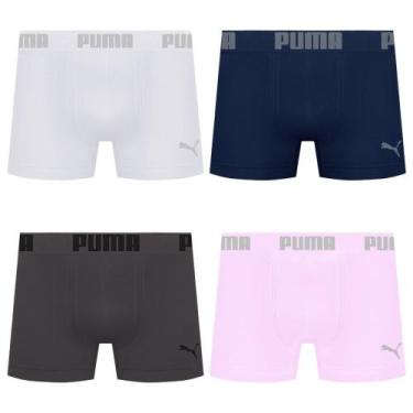 Imagem de Kit 4 Cuecas Puma Boxer Sem Costura Masculina, Marinho, Rosa, P