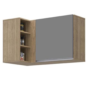 Imagem de Armário Aéreo De Canto Reto Com Nicho Adega Austin Castanho-cinza - Lumil