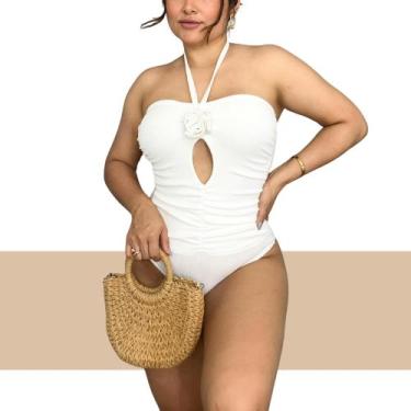 Imagem de Body Feminino sem alça Detalhe Flor Sem Bojo Com Alça de Amarrar no Pe