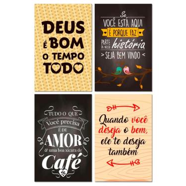 Imagem de Kit Placas Quadros Decorativos Bebidas Frases 4 Pçs 20x30 Cm