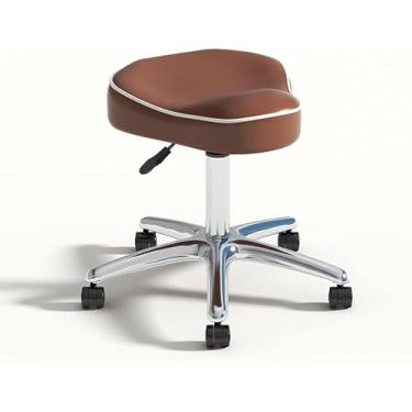 Imagem de Cadeira Giratória De Massagem De Sela Para Tatuagem De Beleza Clínica De Cílios Dentista Spa Salões De Estúdio, Rolamento Hidráulico Ajustável Sobre Rodas, B