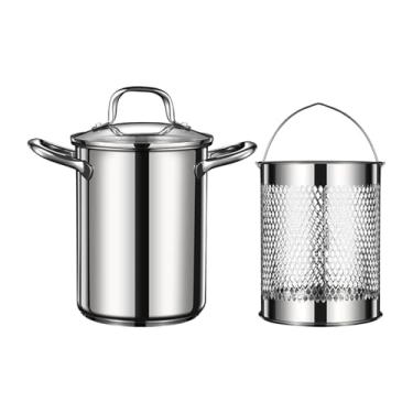 Imagem de SiaBiced Fritadeira de aço Inoxidável com Cesto Coador E Panela Multiuso para Aspargos