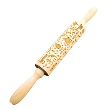 Imagem de Ioensy Rolo de massa de madeira em para biscoitos, decoração de cozinha, faça você mesmo, padrões temáticos de Halloween para massa, waffles, pão, Castelo