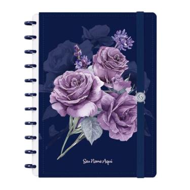 Imagem de Caderno de Disco Inteligente Personalizado Iscool G Floriografia Rosas Lavanda Azul