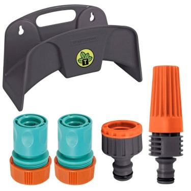 Imagem de Suporte Plástico Enrolador Porta Mangueira + Engate Rápido