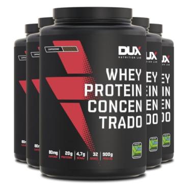 Imagem de Kit 5 Whey Protein Concentrado Dux Cappuccino 900g