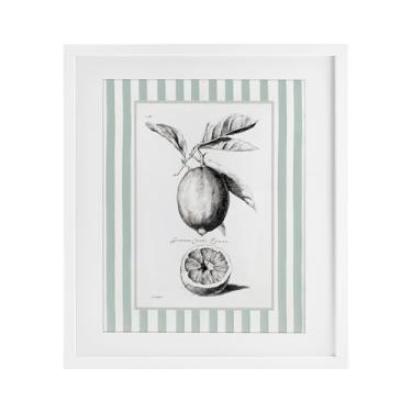 Imagem de Stupell Industries Impressão emoldurada branca com borda listrada de limão vintage sob vidro por Lettered and Lined, 53 x 43 cm