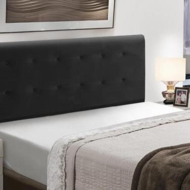 Imagem de Cabeceira de Cama Box Madeira Estofada Casal Paris - D'Julia, Preto