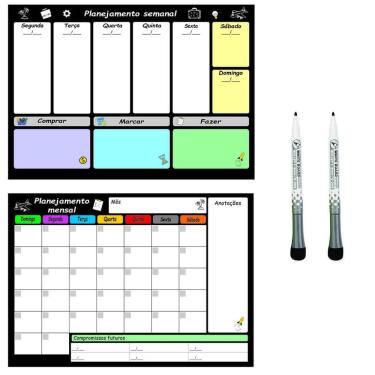 Imagem de Kit Quadro Planejamento Mensal E Semanal Magnético Geladeira