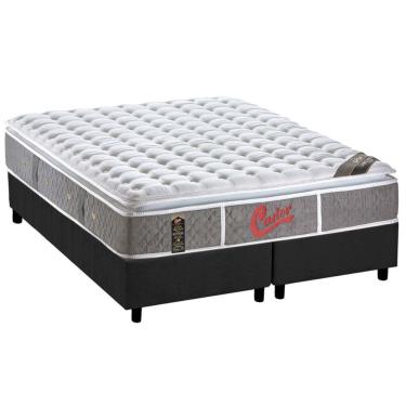 Imagem de Cama Box Queen: Colchão Molas Pocket Ensacadas Castor Light Stress Oxygen New + Base CRC Suede Gray (158x198)