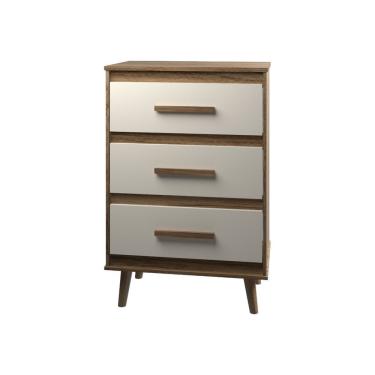 Imagem de Cômoda Maya 3 Gavetas Com Puxadores E Pés Retro Design Moderno Quarto Savana Mobília Decor