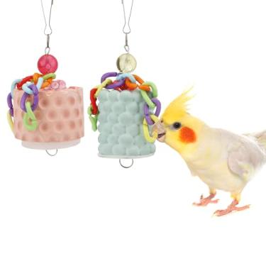 Imagem de Wontee Pedra De Moer Com Bico Pássaro, Bloco Cálcio, Brinquedo Para Mastigar, Periquitos, Calopsitas, Conures, Quaker, Papagaio Senegalês, 2 Peças (Laranja + Verde)