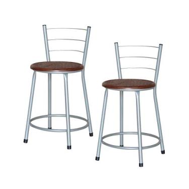 Imagem de Jogo 2 Banqueta Baixa Ratan Cinza Retro - Lamar Design, Marrom