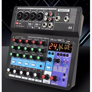 Imagem de Profissional Mesa De Som 6 Canais Mixer Áudio Usb Smart A6 Conjunto In