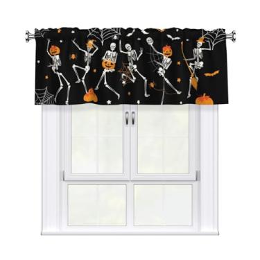 Imagem de Cortina Esqueleto de Dia das Bruxas com Bolso Curto para Varão, Tratamento de Janela para Sala de Estar, Quarto, Cozinha, Banheiro, 1 Painel 137 cm L x 45,7 cm C