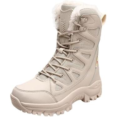 Imagem de Botas Militares Masculinas Botas De Inverno Mais Botas De Deserto De Pelúcia Botas Masculinas De Neve Sapatos De Inverno Quentes De Cano Alto, Beige, 40 EU