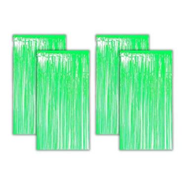 Imagem de 4 Cortinas Neon Fita Franja Decoração Festa - Partiufesta, Verde
