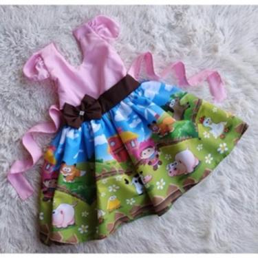 Imagem de Vestido Infantil Temático Simples Fazendinha RF02 - EDYNHOKIDS, 01 ANO