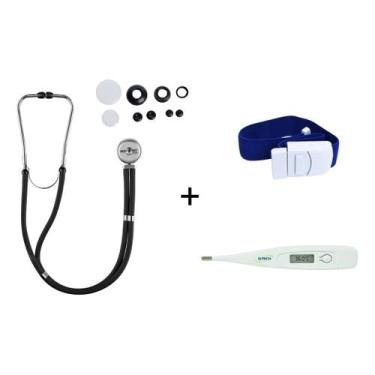 Imagem de Kit Estetoscópio Rappaport Adulto E Infantil + Termometro Axilar Digit