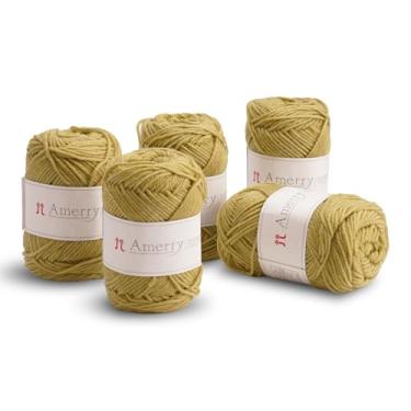 Imagem de Conjunto de 5 novelos Hamanaka Amerry, peso médio, 70% lã merino da Nova Zelândia, 30% mistura acrílica, fio macio e fácil de tricotar para tricô e crochê, feito no Japão (Col. 33)