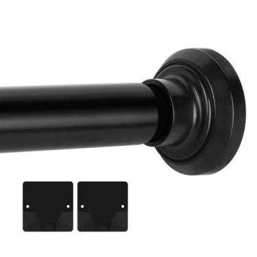 Imagem de Varão de cortina de chuveiro ENJOYBASICS Matte Black 85-190 cm em aço 