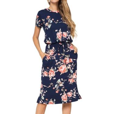 Imagem de Vestido Simier Fairy 2024 feminino floral de primavera azul marinho XX