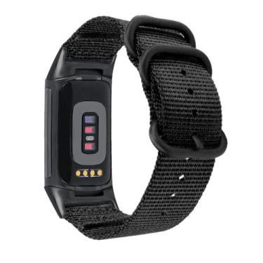 Imagem de Pulseira de reposição de nylon para Fitbit Charge 6/Charge 5 - preta -