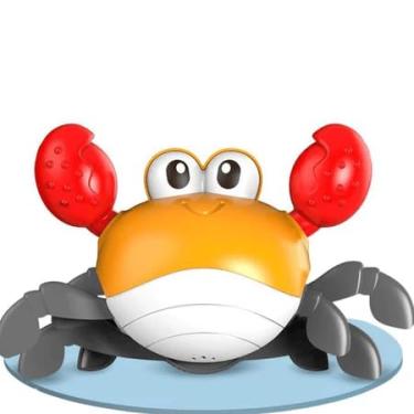 Imagem de Brinquedo Caranguejo de Fricção para Bebês, Amarelo e Vermelho, Estimula Movimento e Interação