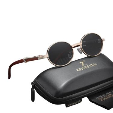 Imagem de Óculos De Sol Redondo Estilo John Lennon Kingseven 841 Dourado