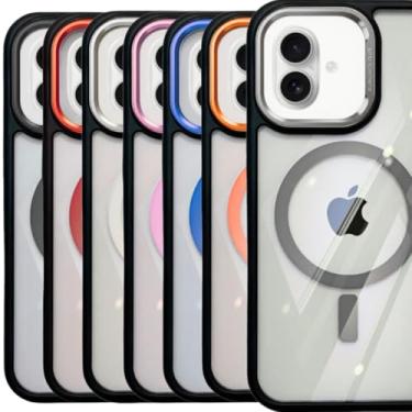 Imagem de Capa iPhone 16 Capinha Magnética Case Celular Proteção Câmera Acrílico Anti Amarelamento