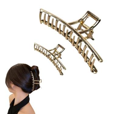 Imagem de Kit 2x Piranha Prendedor De Cabelo Metal Presilha Metal Dourada Vintage Luxo Feminina Elegante Mulheres Menina