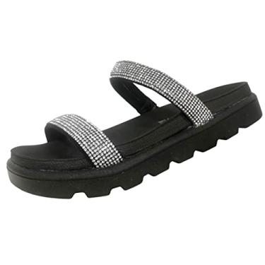 Imagem de Rasteira Feminina Vizzano Slide com Brilho – Preta, Confortável e Moderna – Tamanho 36