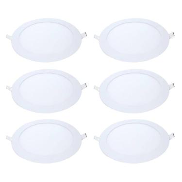 Imagem de Kit 6 Painel Led Embutir Redondo Luz Neutra 4000K 18W 22Cm