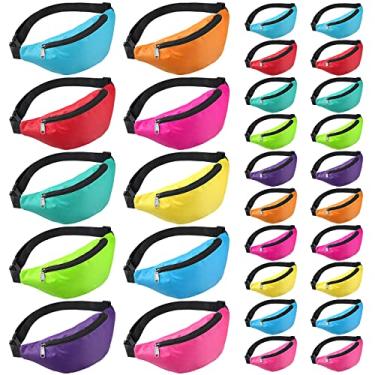 Imagem de 30 pochetes neon a granel para mulheres e homens, bolsa de cintura ajustável, para exercícios, caminhadas, corridas, festivais, viagens, festas, atividades ao ar livre, 10 cores
