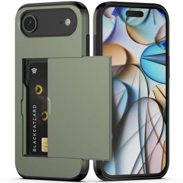 Imagem de Nvollnoe Capa para celular compatível com iPhone Air com suporte de cartão de camada dupla resistente à prova de choque com compartimento oculto para cartão fina para mulheres e homens 16,5 cm (verde)