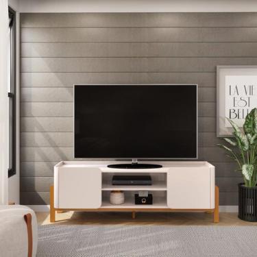 Imagem de Rack para Tv até 65 Polegadas Tampo Bandeja Curvo Pés Madeira Maciça C