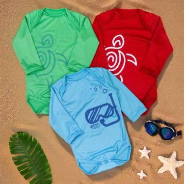 Imagem de Body Bebê Uv50+ Manga Longa - Proteção Solar Menino - Era Uma Vez, Azu