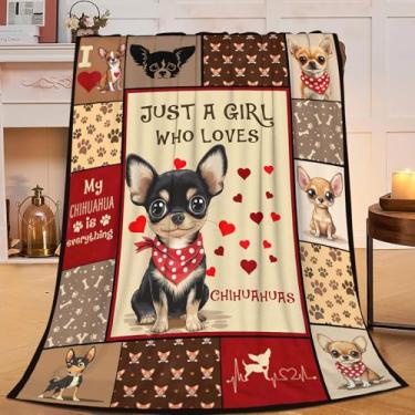 Imagem de citari Just A Girl Who Loves Chihuahuas Cobertor Chihuahua Decoração Cobertor Presentes para Meninas Meninos Amantes Super Quente Macio Pelúcia Leve Cobertor de Flanela para Crianças Adultos Homens