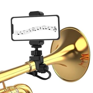 Imagem de Suporte Ajustável para Lira de Trompete, Clipe de Música Lira com Rotação 360° Suporte Telefone Saxofone Atualizado para Banda Marcial Trompete ou Acessórios Instrumentos Corneta (Preto)