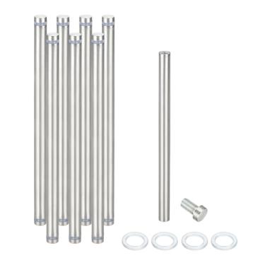 Imagem de PATIKIL Parafusos isolantes de 1,27 cm x 20 cm, 8 peças de aço inoxidável, parafuso de cabeça dupla, suporte de parede, prego publicitário para pendurar moldura acrílica