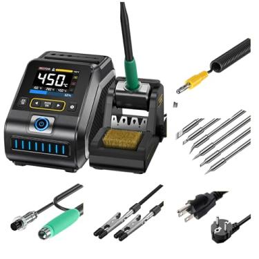 Imagem de FNIRSI DWS-200 200W Power Repaid Heating Soldering Iron Staion C210 C245 Solder Iron Handle Electronic Welding Rework Station(DWS-200 F245-6 Tips)